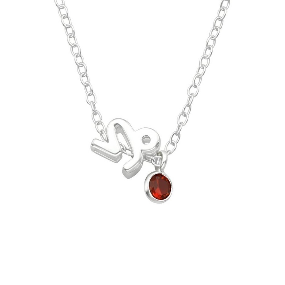 Sterling Silver Garnet Capricorn Necklace